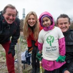 Mayor George Ferguson, Naomi Wilkinson from CBBC and Jon Dee with a child at the first 'One Tree Per Child' planting in Bristol.