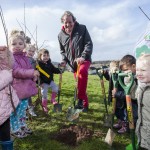 Bristol Mayor George Ferguson planting trees with local children for 'One Tree Per Child'